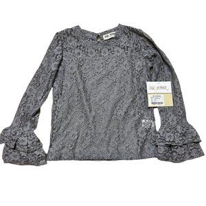 Jak & Pepper "Lace on my Mind" Gray Top NWT Sz 8